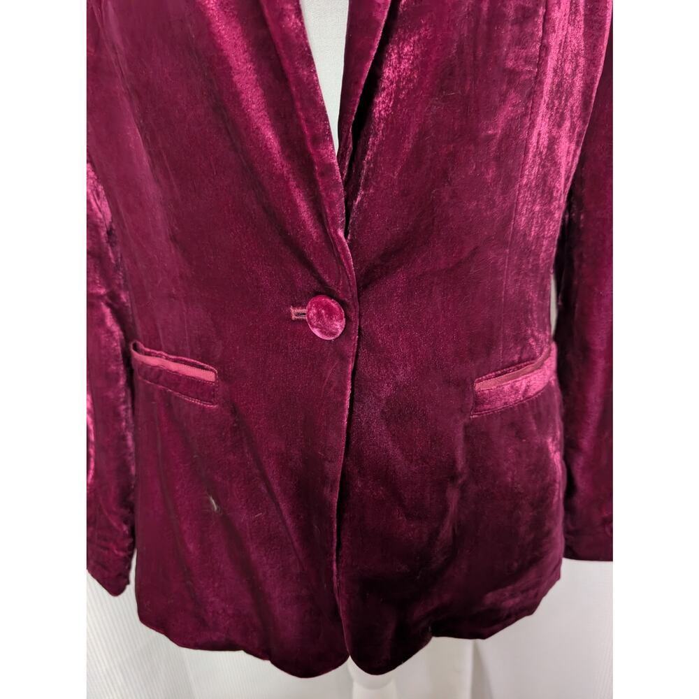 ANTHROPOLOGIE! RUBY RED CRUSHED VELVET, DECONSTRUCTED JACKET, BLAZER! SZ 6 - Picture 4 of 12